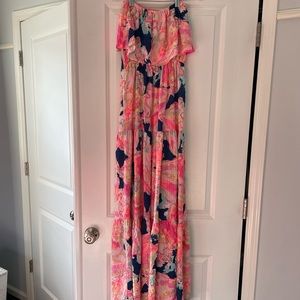Lilly Pulitzer floral strapless maxi dress
